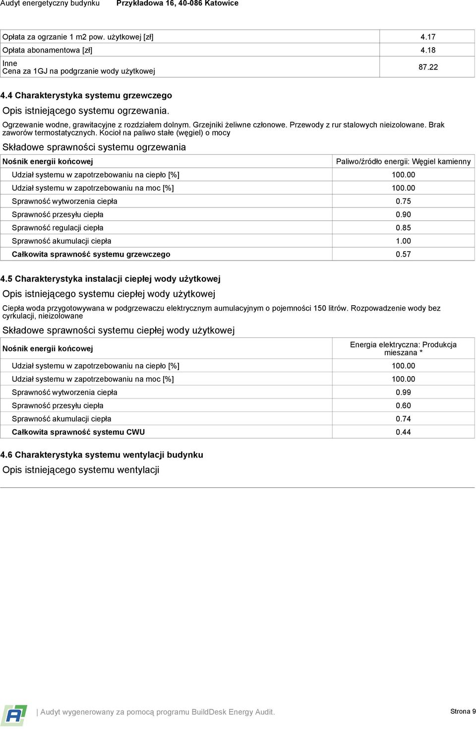 Brak zaworów termostatycznych.