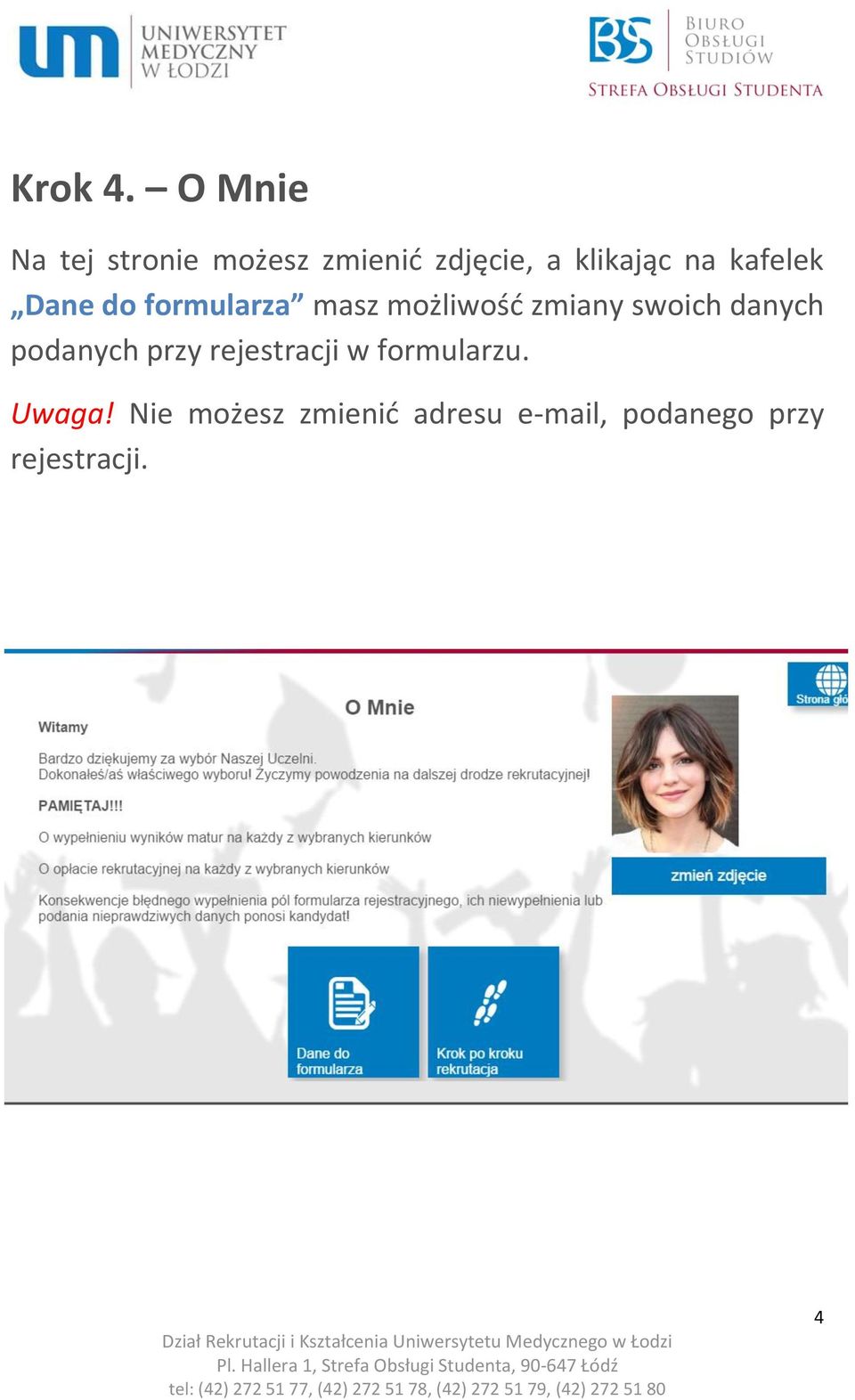 kafelek Dane do formularza masz możliwość zmiany swoich