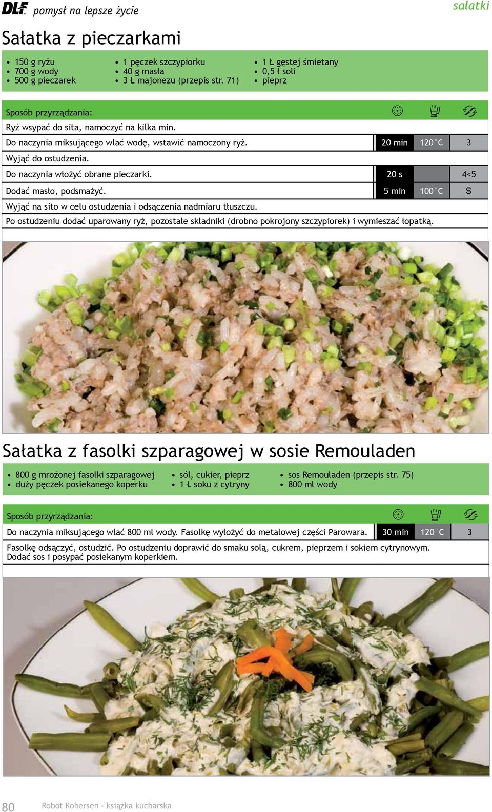 5 min 100 C Wyjąć na sito w celu ostudzenia i odsączenia nadmiaru tłuszczu. Po ostudzeniu dodać uparowany ryż, pozostałe składniki (drobno pokrojony szczypiorek) i wymieszać łopatką.