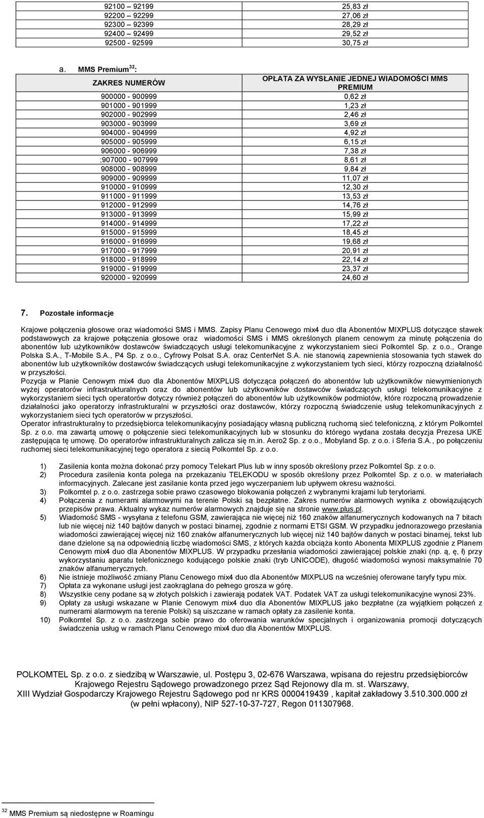 905000-905999 6,15 zł 906000-906999 7,38 zł ;907000-907999 8,61 zł 908000-908999 9,84 zł 909000-909999 11,07 zł 910000-910999 12,30 zł 911000-911999 13,53 zł 912000-912999 14,76 zł 913000-913999