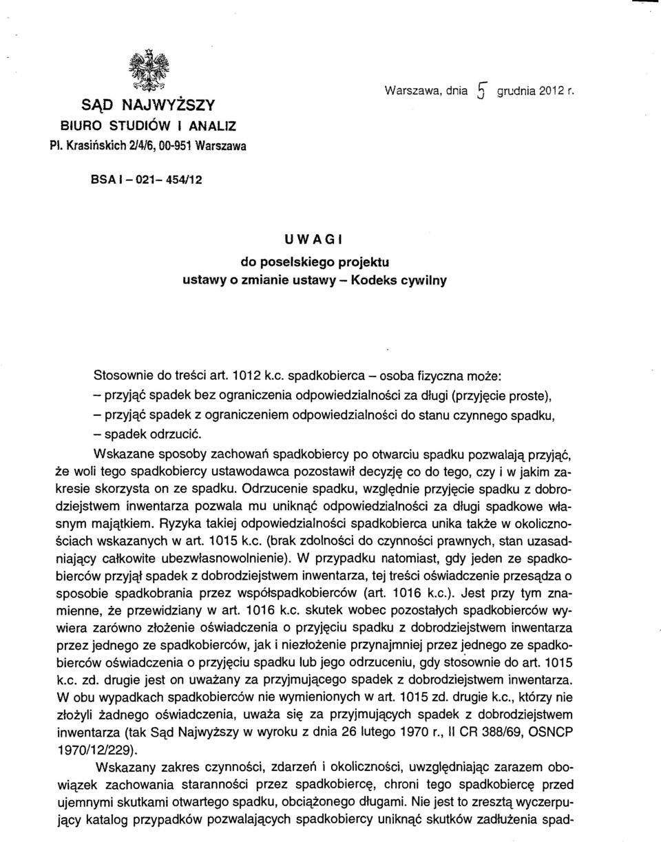 wilny Stosownie do treści art. 1 012 k. c.