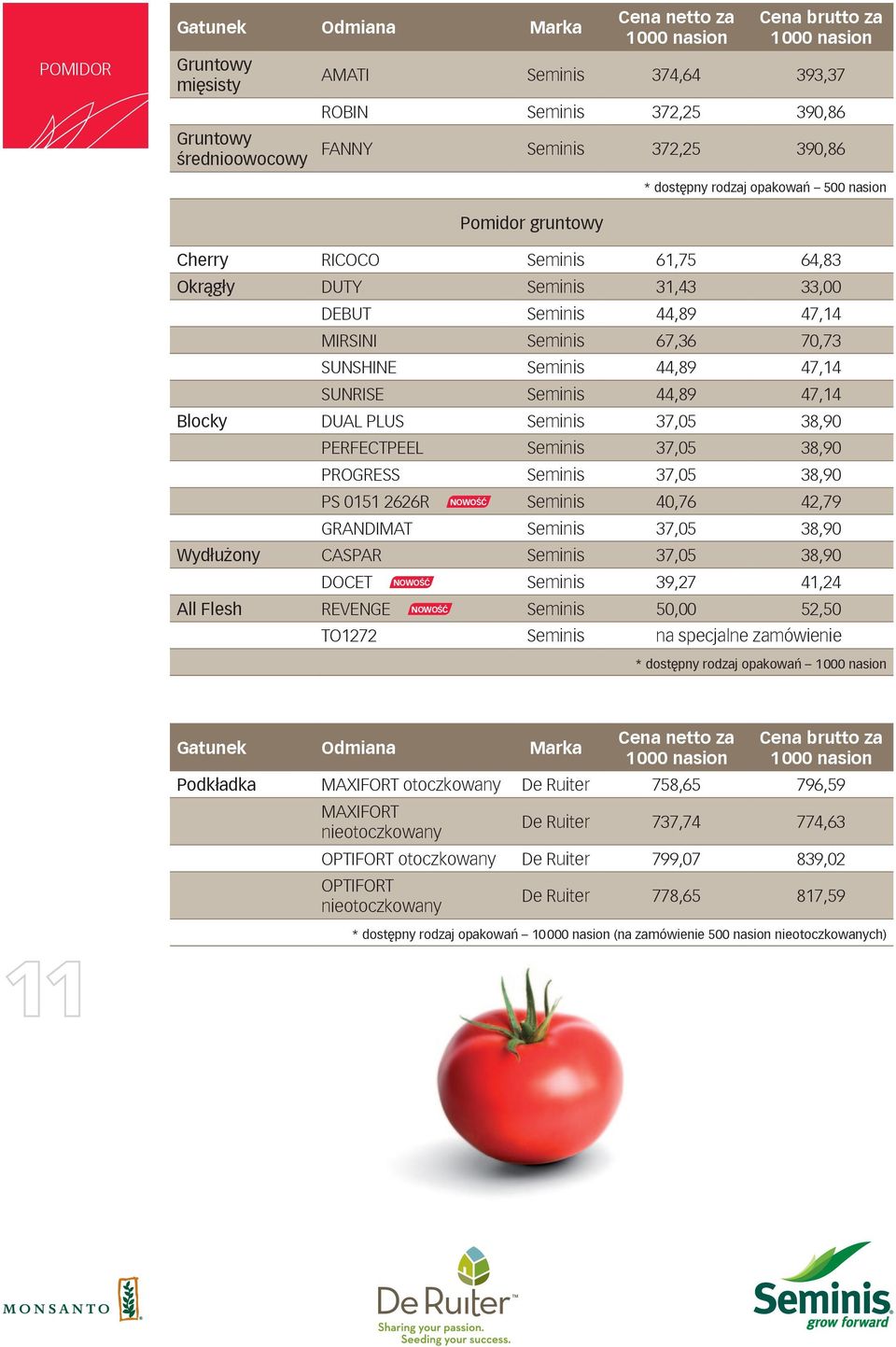 37,05 38,90 PERFECTPEEL Seminis 37,05 38,90 PROGRESS Seminis 37,05 38,90 PS 0151 2626R NOWOŚĆ Seminis 40,76 42,79 GRANDIMAT Seminis 37,05 38,90 Wydłużony CASPAR Seminis 37,05 38,90 DOCET NOWOŚĆ