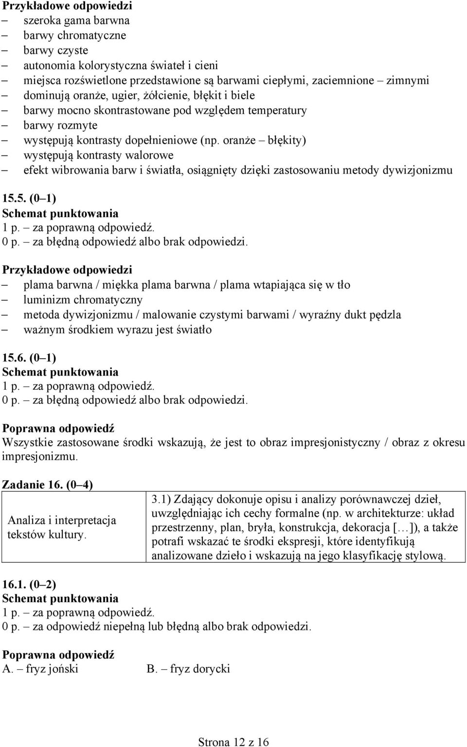 oranże błękity) występują kontrasty walorowe efekt wibrowania barw i światła, osiągnięty dzięki zastosowaniu metody dywizjonizmu 15.