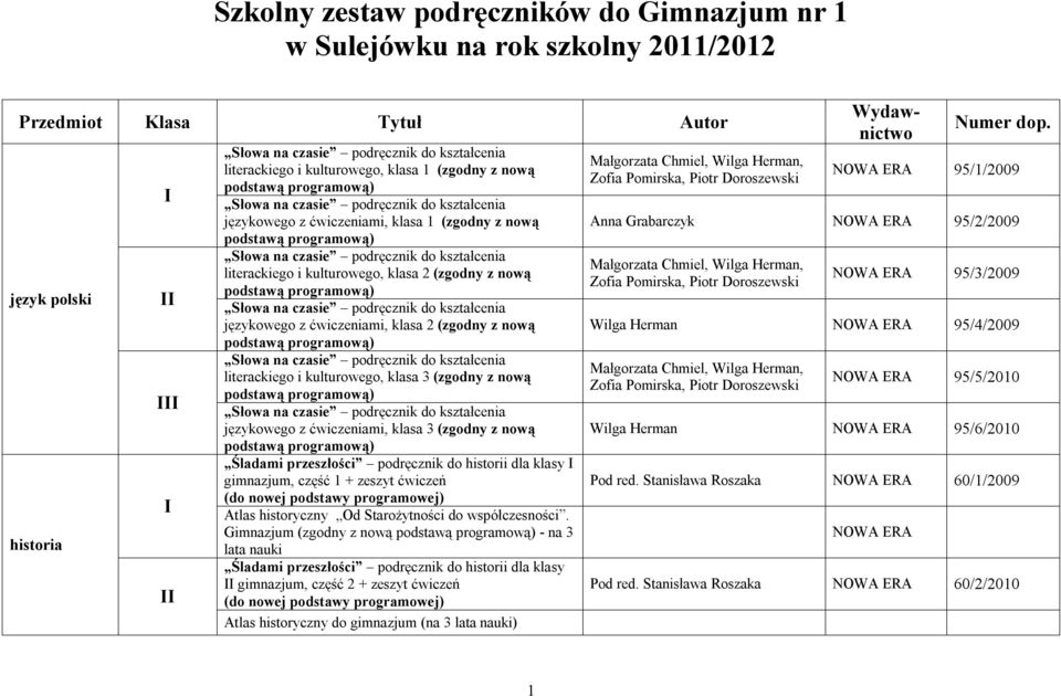 ćwiczeniami, klasa 3 (zgodny z nową Śladami przeszłości podręcznik do historii dla klasy gimnazjum, część 1 + zeszyt ćwiczeń (do nowej podstawy programowej) Atlas historyczny Od Starożytności do