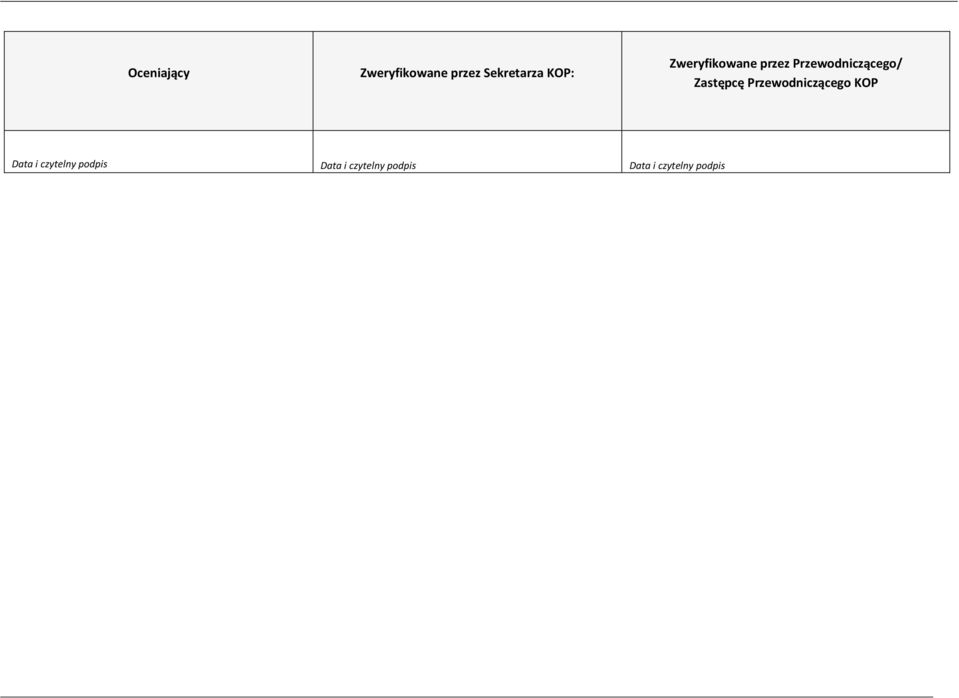 Przewodniczącego KOP Data i czytelny podpis