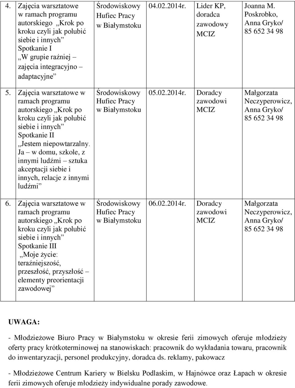 Zajęcia warsztatowe w ramach programu autorskiego Krok po kroku czyli jak polubić siebie i innych Spotkanie II Jestem niepowtarzalny.