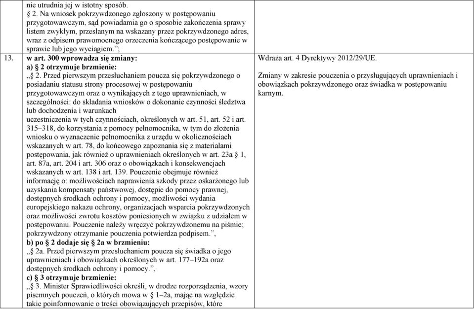 prawomocnego orzeczenia kończącego postępowanie w sprawie lub jego wyciągiem. ; 13. w art. 300 wprowadza się zmiany: a) 2 otrzymuje brzmienie: 2.