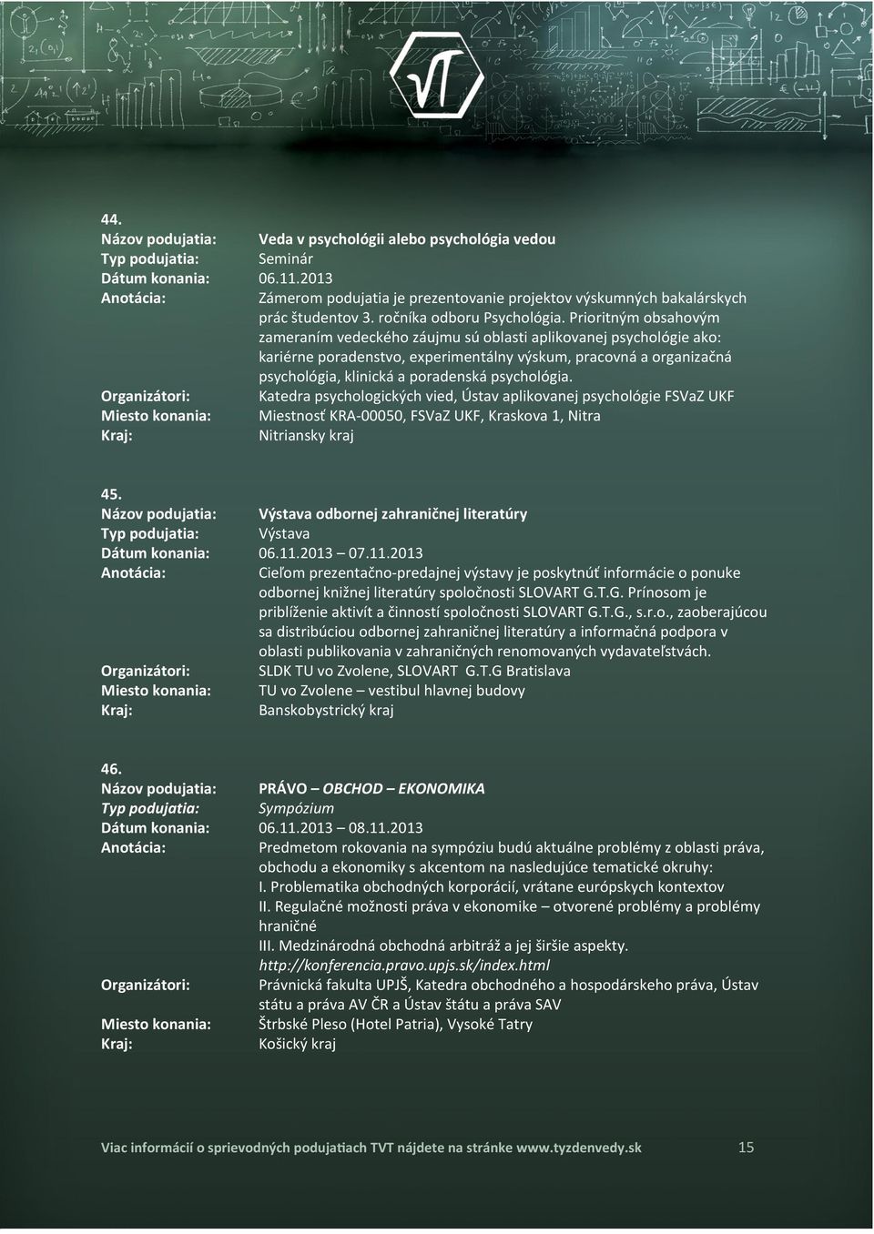 psychológia. Katedra psychologických vied, Ústav aplikovanej psychológie FSVaZ UKF Miestnosť KRA-00050, FSVaZ UKF, Kraskova 1, Nitra Výstava odbornej zahraničnej literatúry Výstava 06.11.