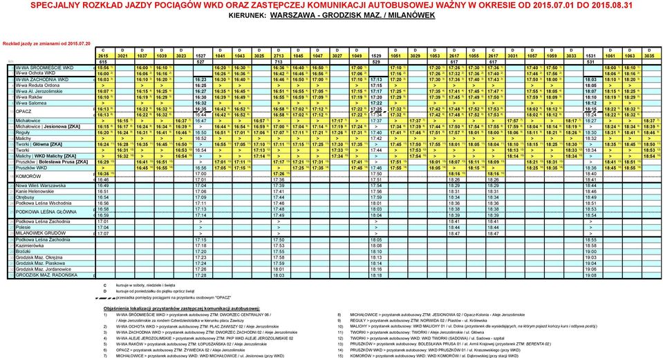 [ZKA] 17 Pruszków WK 18 KOMORÓW 20 Nwa Wieś Warszawska 21 Kanie Helenwskie 22 Otrębusy 24 Pdkwa Leśna Wschdnia 25 POKOWA LEŚNA GŁÓWNA 26 Pdkwa Leśna Zachdnia 27 Plesie 28 MILANÓWEK GRUÓW 26 Pdkwa