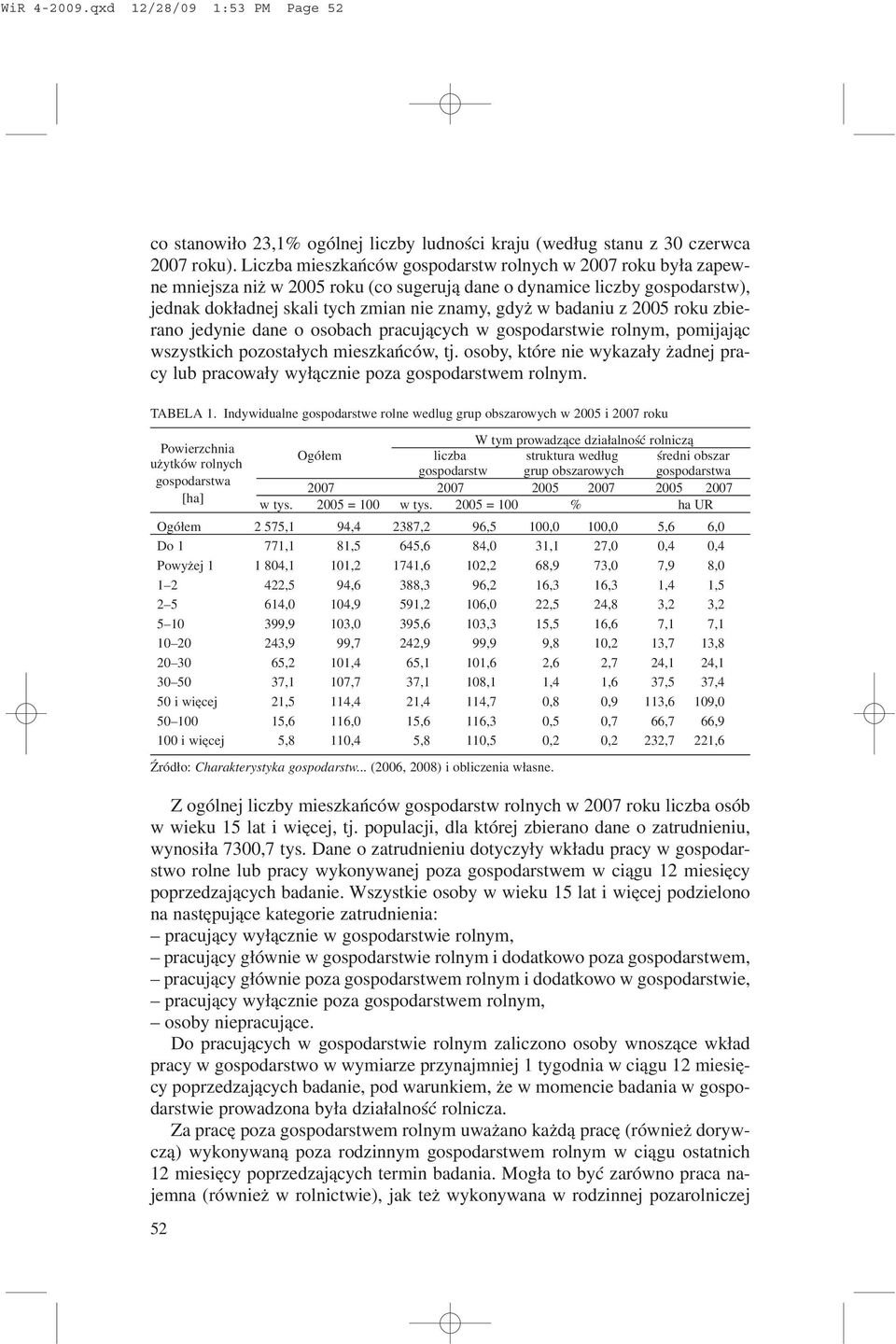 2005 roku zbierano jedynie dane o osobach pracuj¹cych w gospodarstwie rolnym, pomijaj¹c wszystkich pozosta³ych mieszkañców, tj.