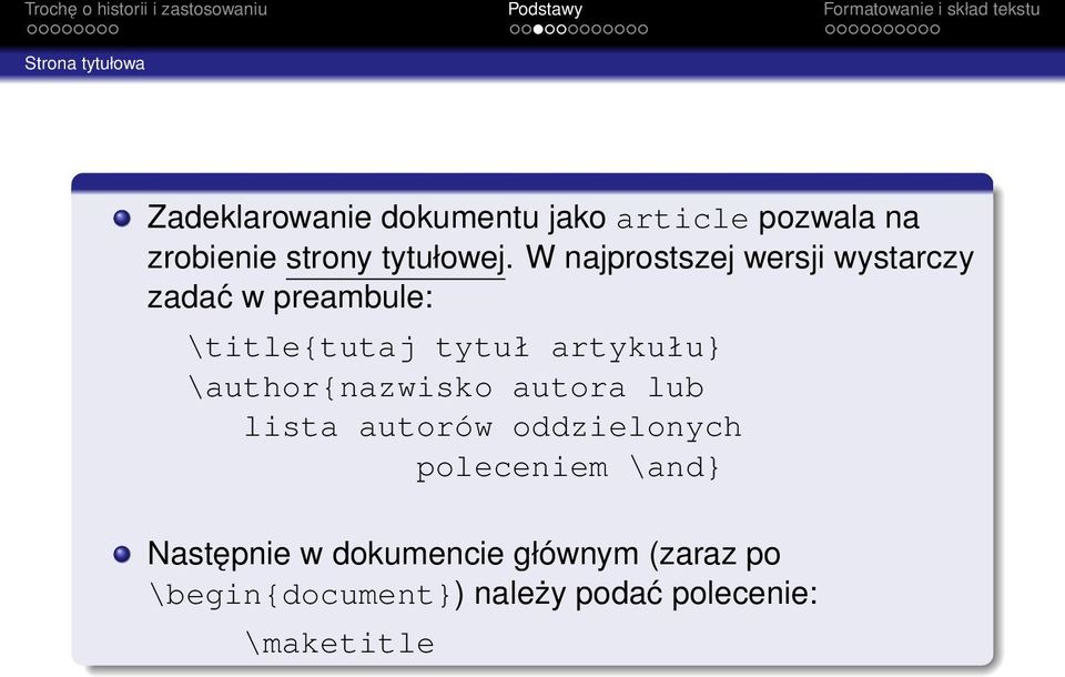 W najprostszej wersji wystarczy zadać w preambule: \title{tutaj tytuł artykułu}