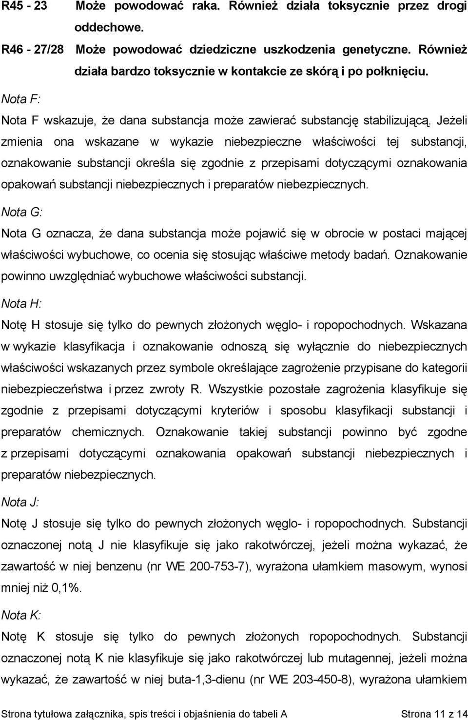 Jeżeli zmienia ona wskazane w wykazie niebezpieczne właściwości tej substancji, oznakowanie substancji określa się zgodnie z przepisami dotyczącymi oznakowania opakowań substancji niebezpiecznych i