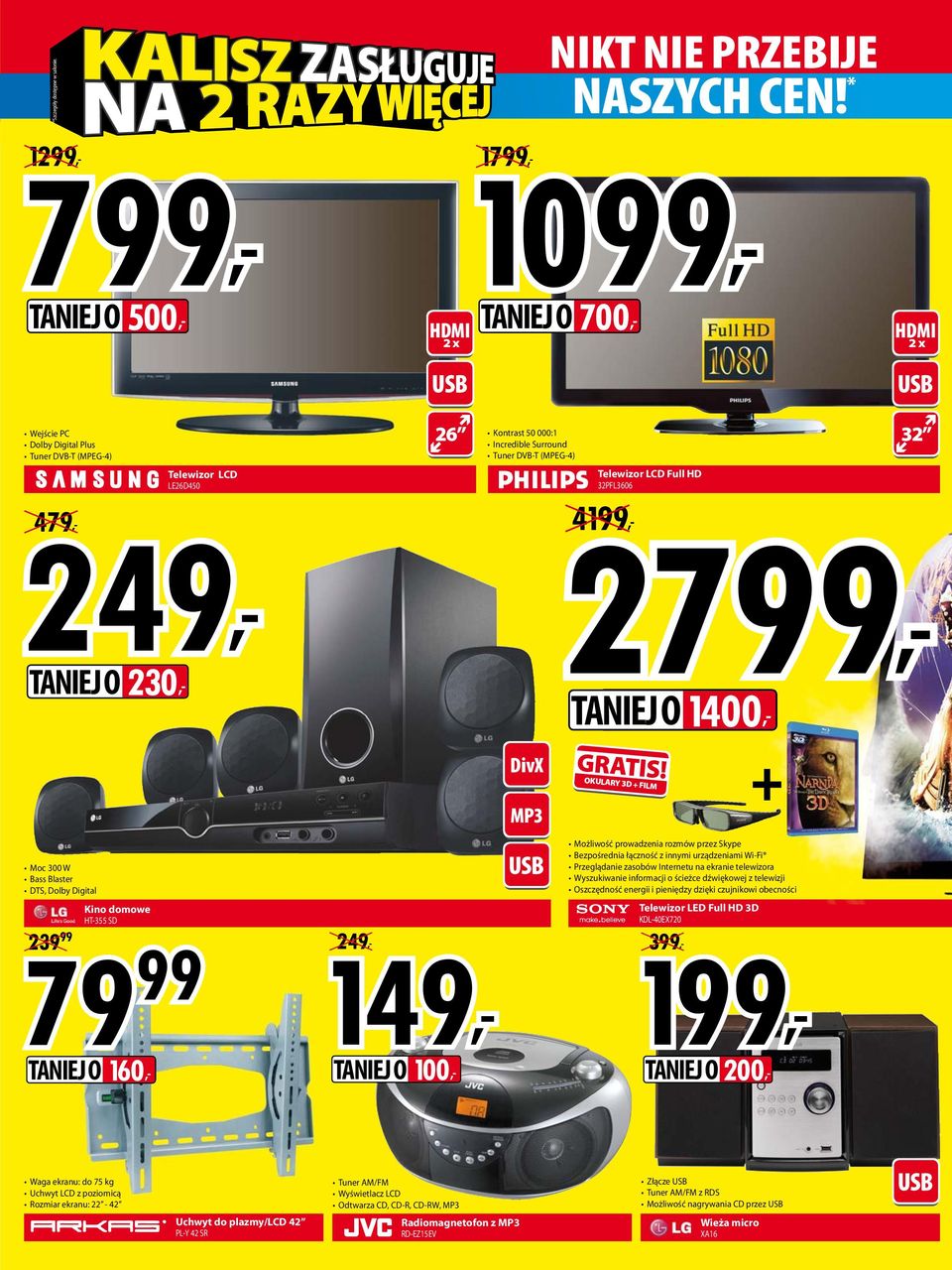 Telewizor LCD Full HD 32PFL3606 27, 41, TNIEJ O 1400, GRTIS!