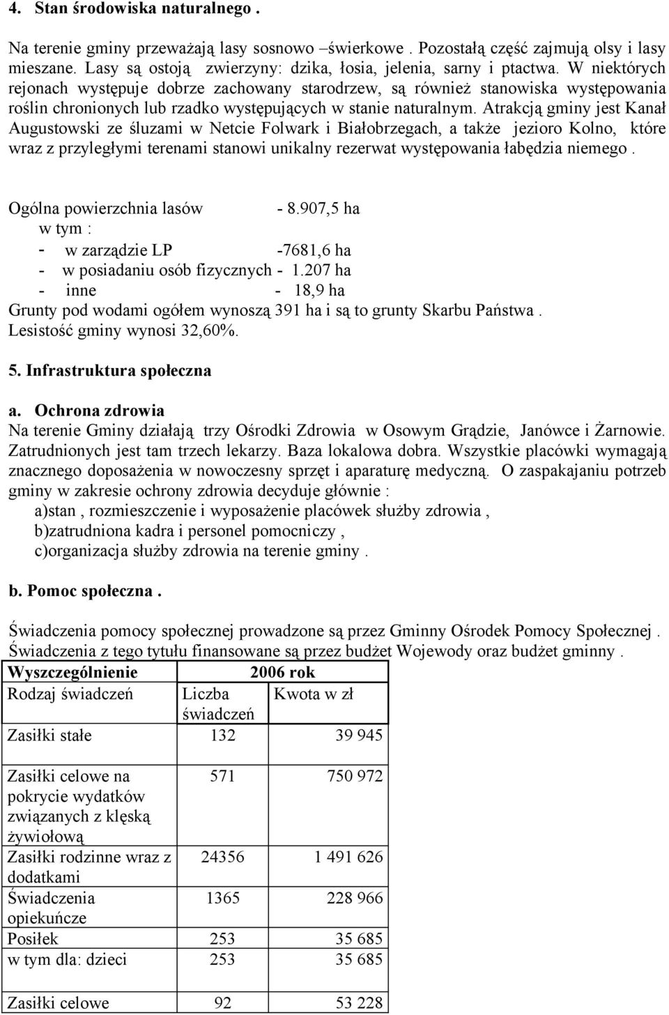 Atrakcją gminy jest Kanał Augustowski ze śluzami w Netcie Folwark i Białobrzegach, a także jezioro Kolno, które wraz z przyległymi terenami stanowi unikalny rezerwat występowania łabędzia niemego.