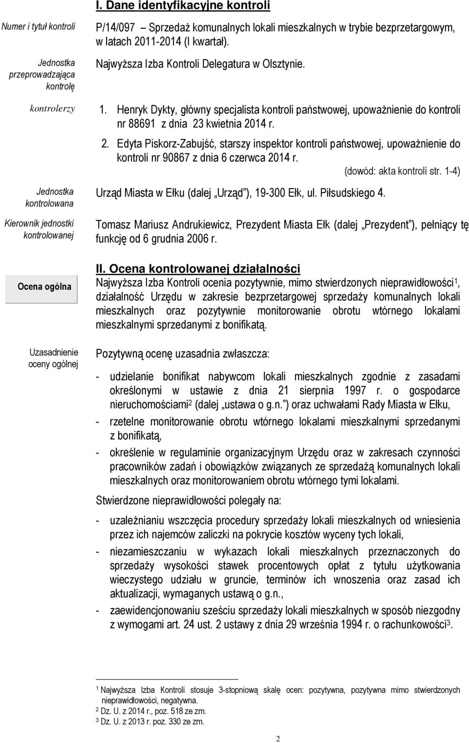 Henryk Dykty, główny specjalista kontroli państwowej, upoważnienie do kontroli nr 88691 z dnia 23