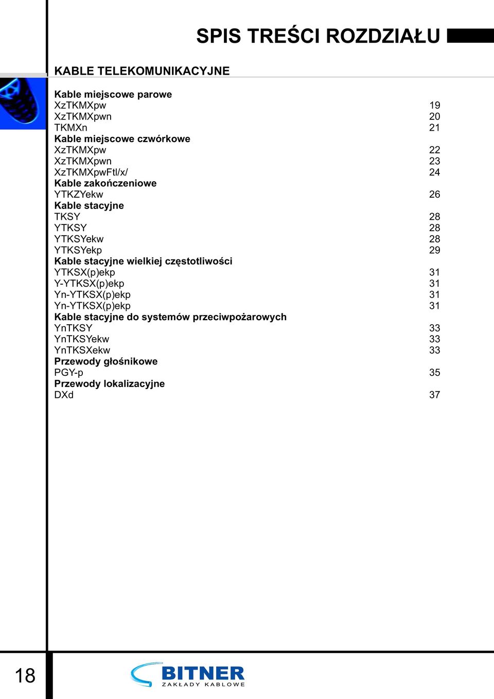 wielkiej częstotliwości YTKSX(p)ekp YYTKSX(p)ekp YnYTKSX(p)ekp YnYTKSX(p)ekp Kable stacyjne do systemów przeciwpożarowych