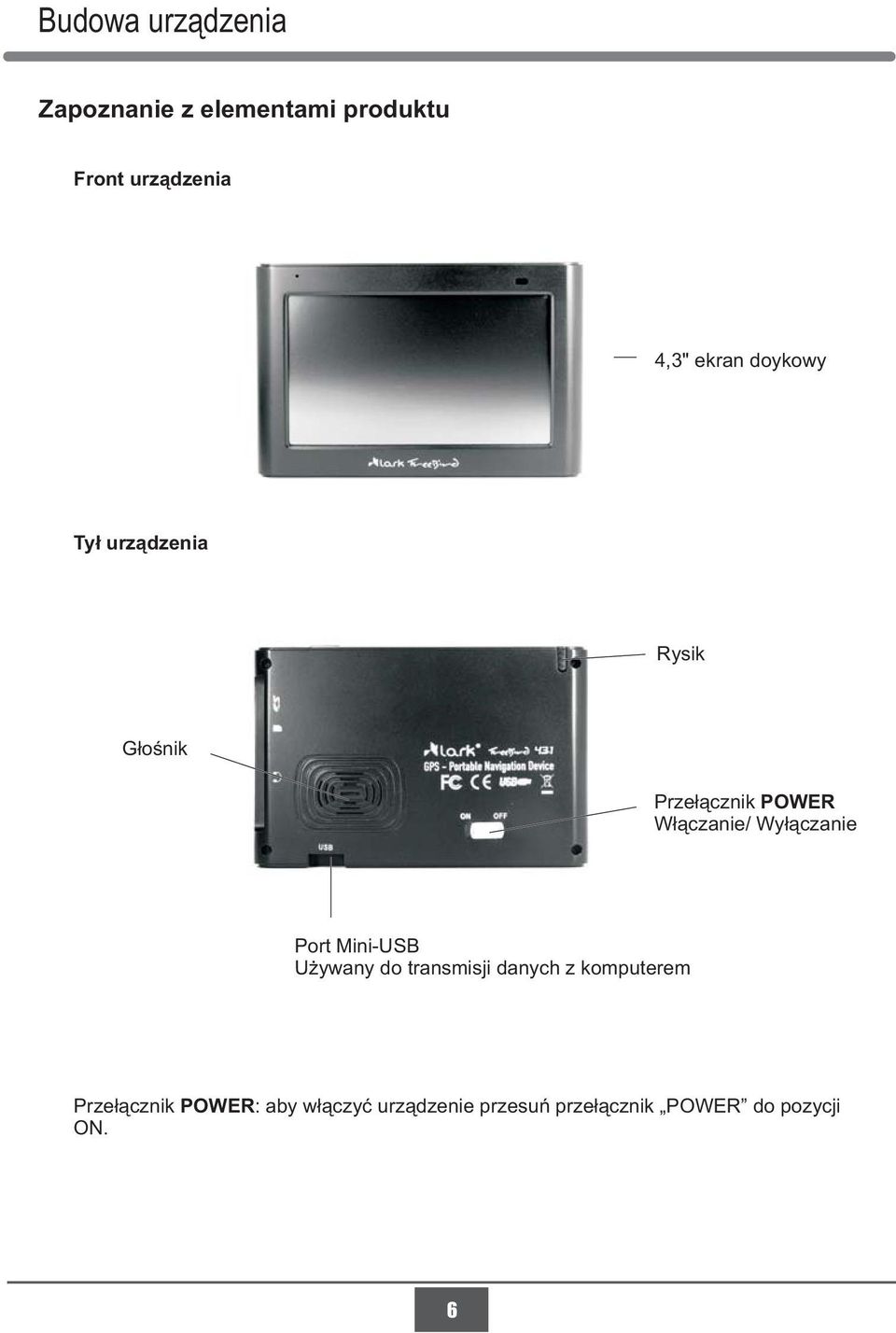 Wyłączanie Port Mini-USB Używany do transmisji danych z komputerem