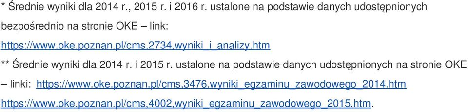 pl/cms,2734,wyniki_i_analizy.htm ** Średnie wyniki dla 2014 r. i 2015 r.