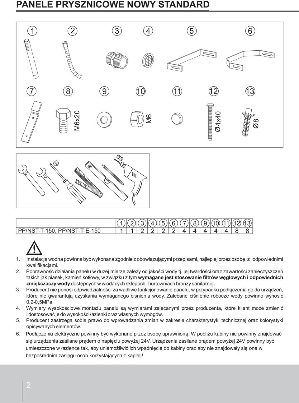 jej twardości oraz zawartości zanieczyszczeń takich jak piasek, kamień kotłowy, w związku z tym wymagane jest stosowanie filtrów węglowych i odpowiednich zmiękczaczy wody dostępnych w wiodących