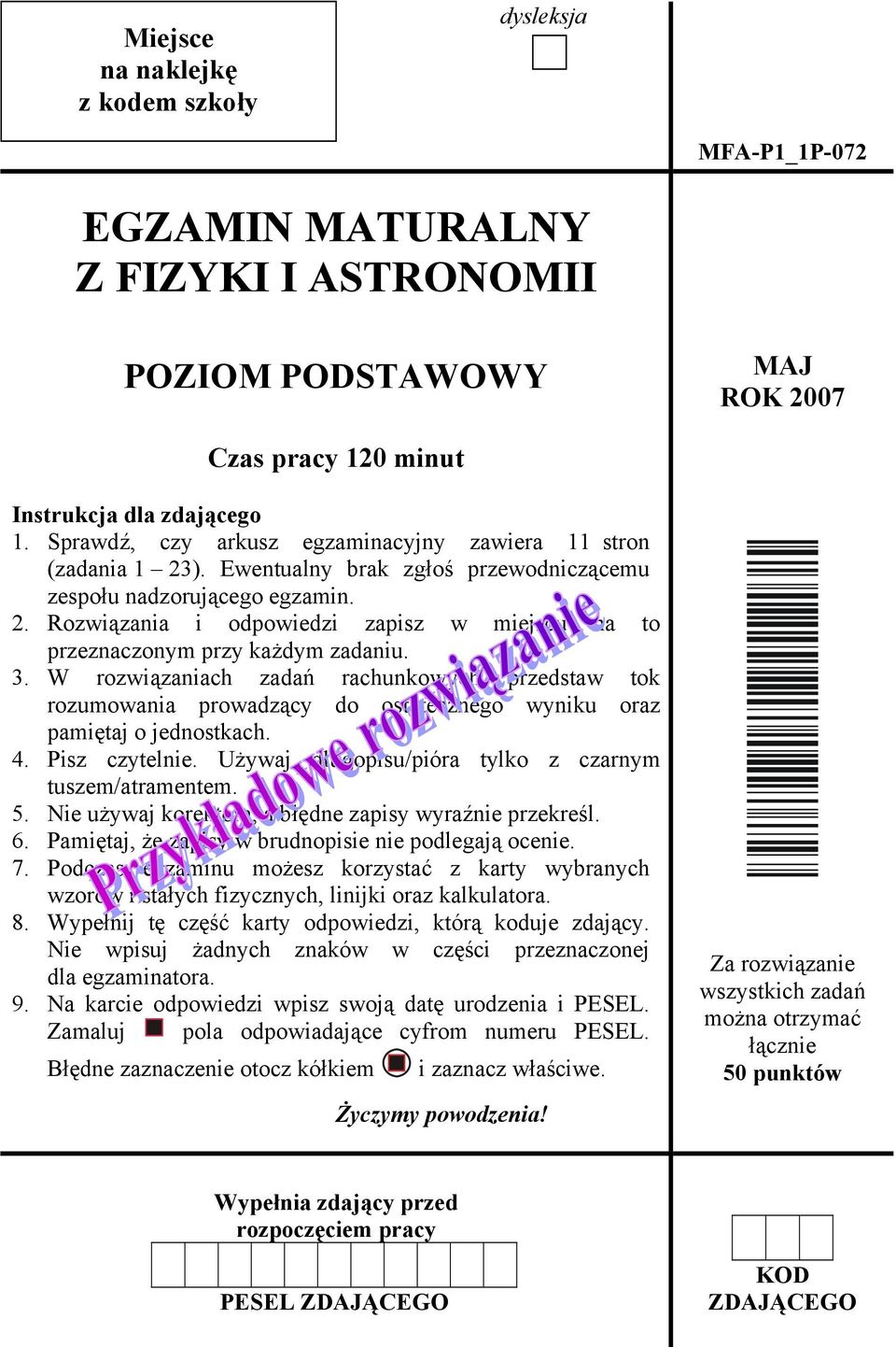 . Rozwiązania i odpowiedzi zapiz w miejcu na to przeznaczonym przy każdym zadaniu. 3.