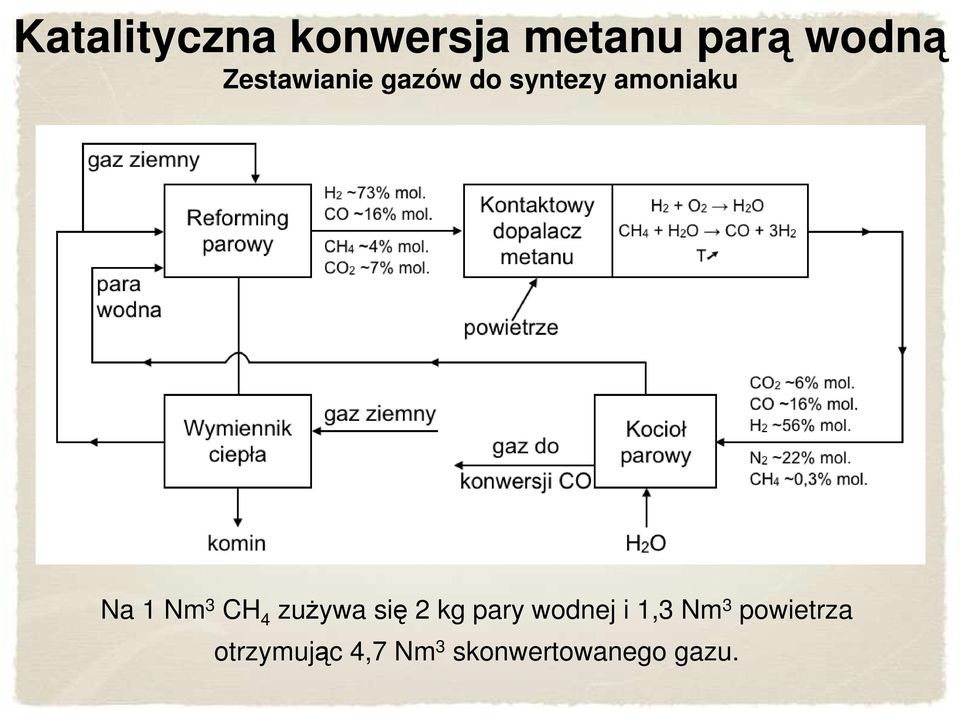 3 CH 4 zuŝywa się 2 kg pary wodnej i 1,3 Nm 3