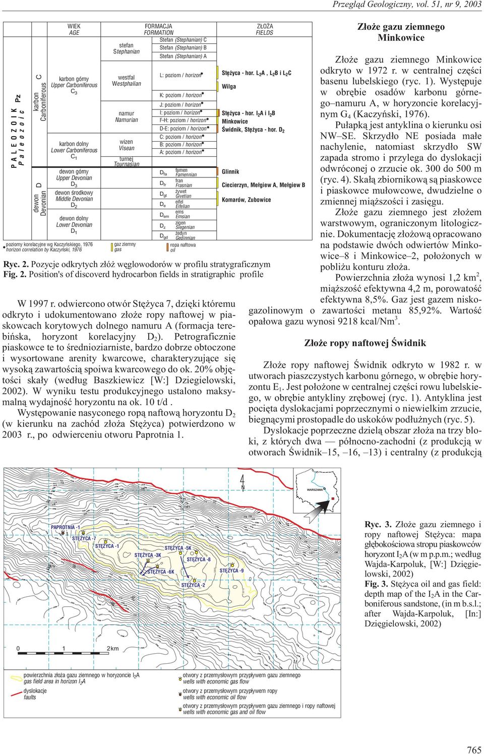 Visean turnej Tournasian gaz ziemny gas FORMACJA FORMATIO Stefan (Stephanian) C Stefan (Stephanian) B Stefan (Stephanian) A L: poziom / horizon K: poziom / horizon J: poziom / horizon I: poziom /