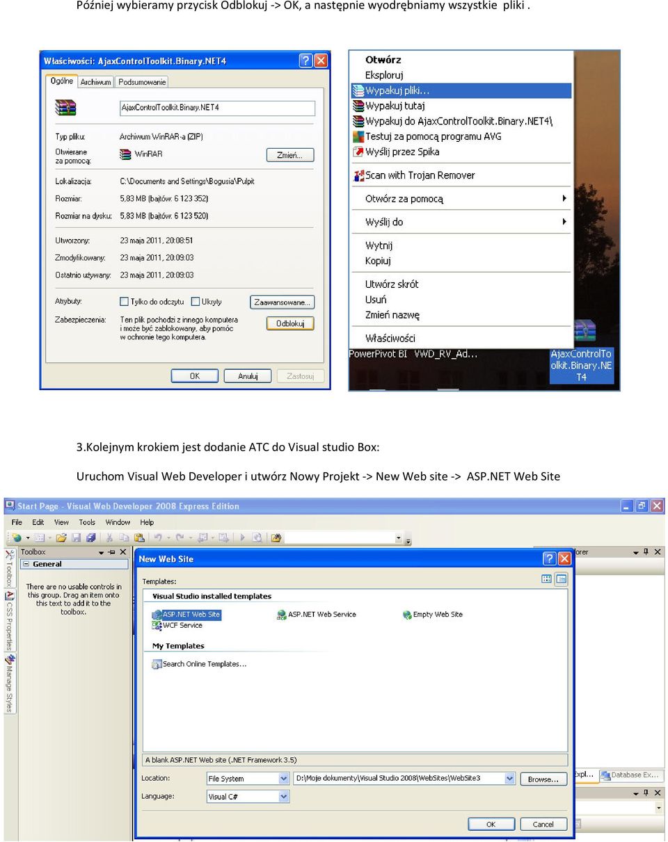 Kolejnym krokiem jest dodanie ATC do Visual studio Box: