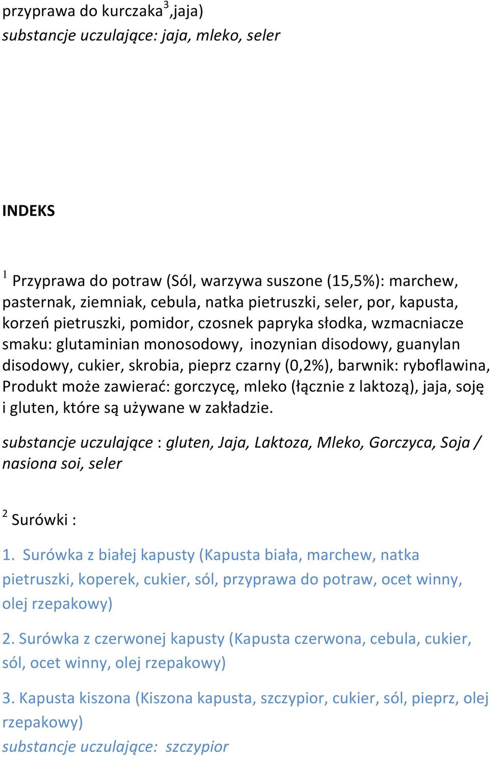 może zawierać: gorczycę, mleko (łącznie z laktozą), jaja, soję i gluten, które są używane w zakładzie.