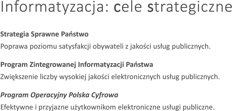 Program Zintegrowanej Informatyzacji Państwa Zwiększenie liczby wysokiej jakości