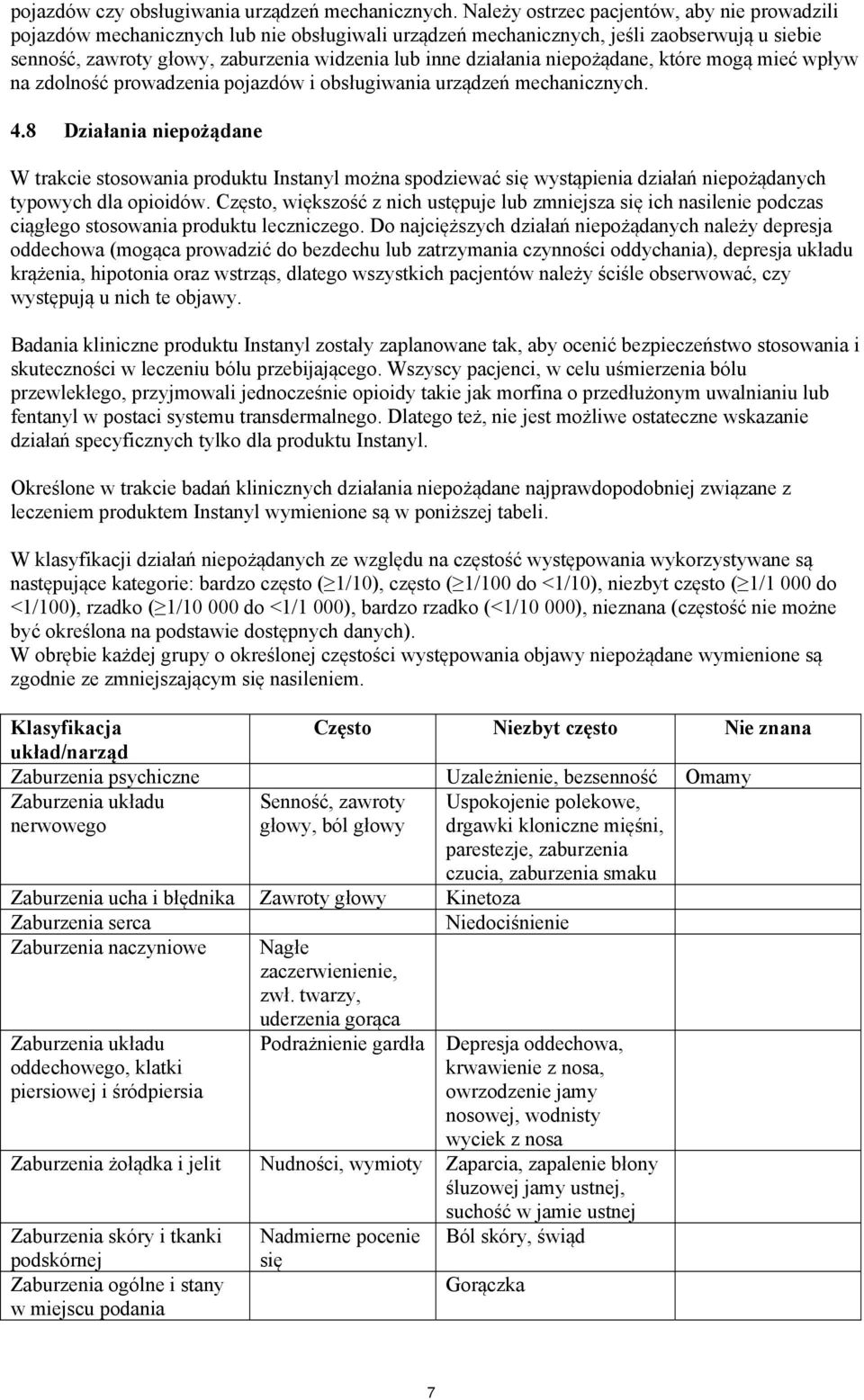 działania niepożądane, które mogą mieć wpływ na zdolność prowadzenia pojazdów i obsługiwania urządzeń mechanicznych. 4.