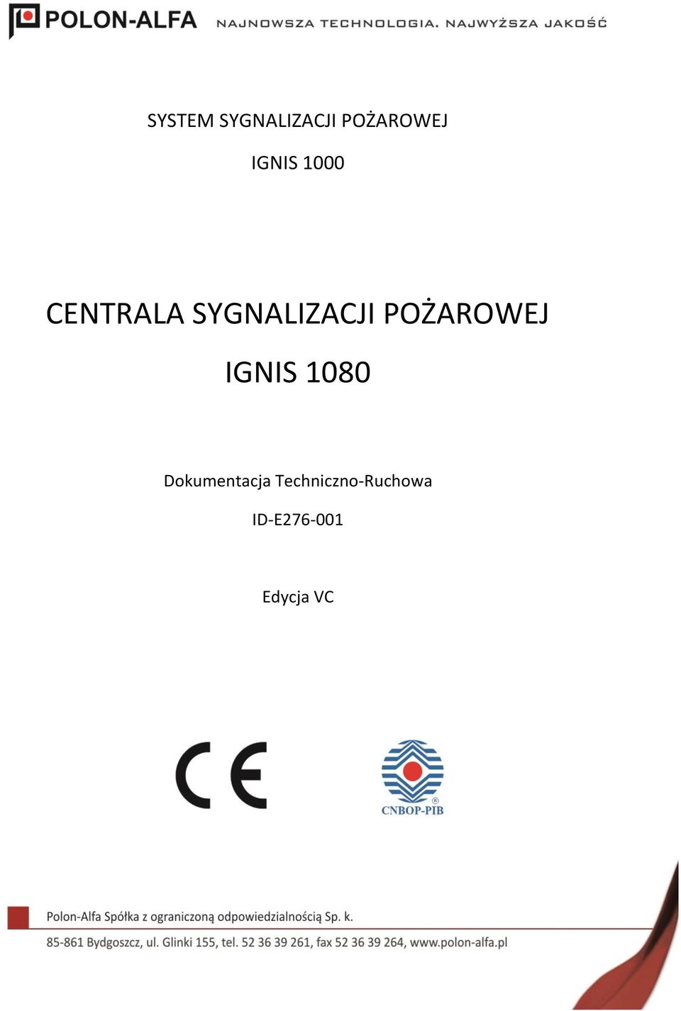 POŻAROWEJ IGNIS 1080 Dokumentacja