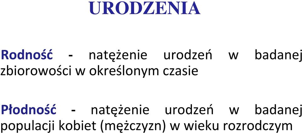 Płodność - natężenie urodzeń w badanej