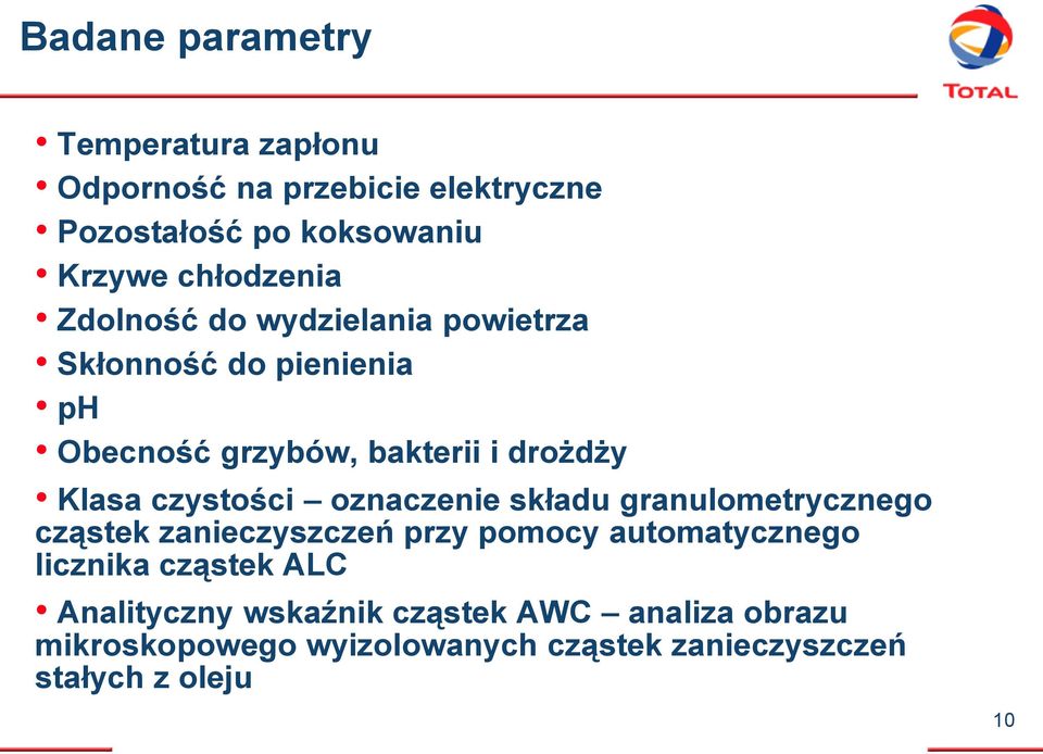 czystości oznaczenie składu granulometrycznego cząstek zanieczyszczeń przy pomocy automatycznego licznika cząstek