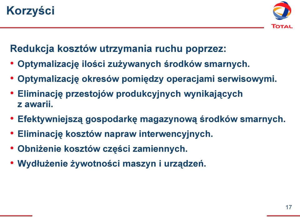 Eliminację przestojów produkcyjnych wynikających z awarii.