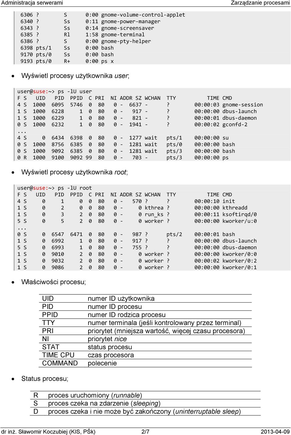 TIME CMD 4 S 1000 6095 5746 0 80 0 6637? 00:00:03 gnome session 1 S 1000 6228 1 0 80 0 917? 00:00:00 dbus launch 1 S 1000 6229 1 0 80 0 821? 00:00:01 dbus daemon 0 S 1000 6232 1 0 80 0 1941?