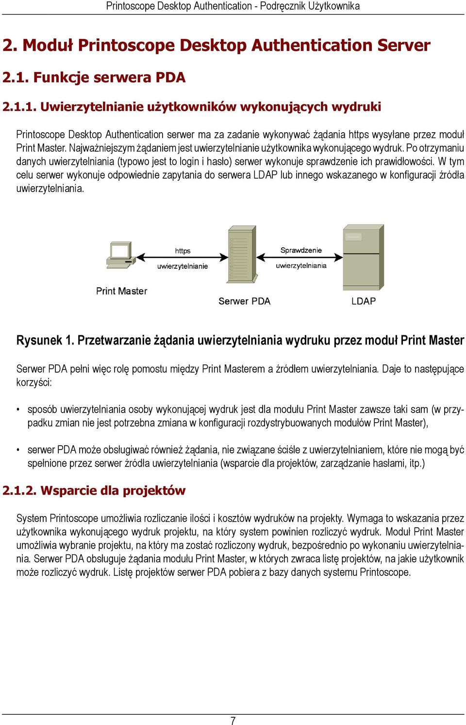 Najważniejszym żądaniem jest uwierzytelnianie użytkownika wykonującego wydruk. Po otrzymaniu danych uwierzytelniania (typowo jest to login i hasło) serwer wykonuje sprawdzenie ich prawidłowości.