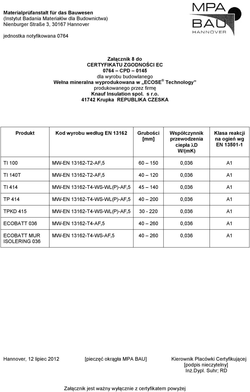 13162-T4-WS-WL(P)-AF r 5 30-220 0,036 A1 ECOBATT 036 MW-EN 13162-T4-AF r 5 40 260 0,036 A1 ECOBATT MUR ISOLERING 036