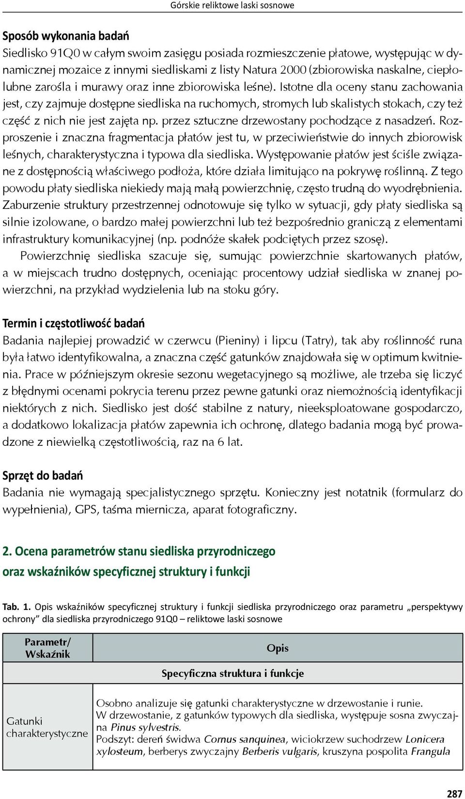Istotne dla oceny stanu zachowania jest, czy zajmuje dost pne siedliska na ruchomych, stromych lub skalistych stokach, czy te cz z nich nie jest zaj ta np.