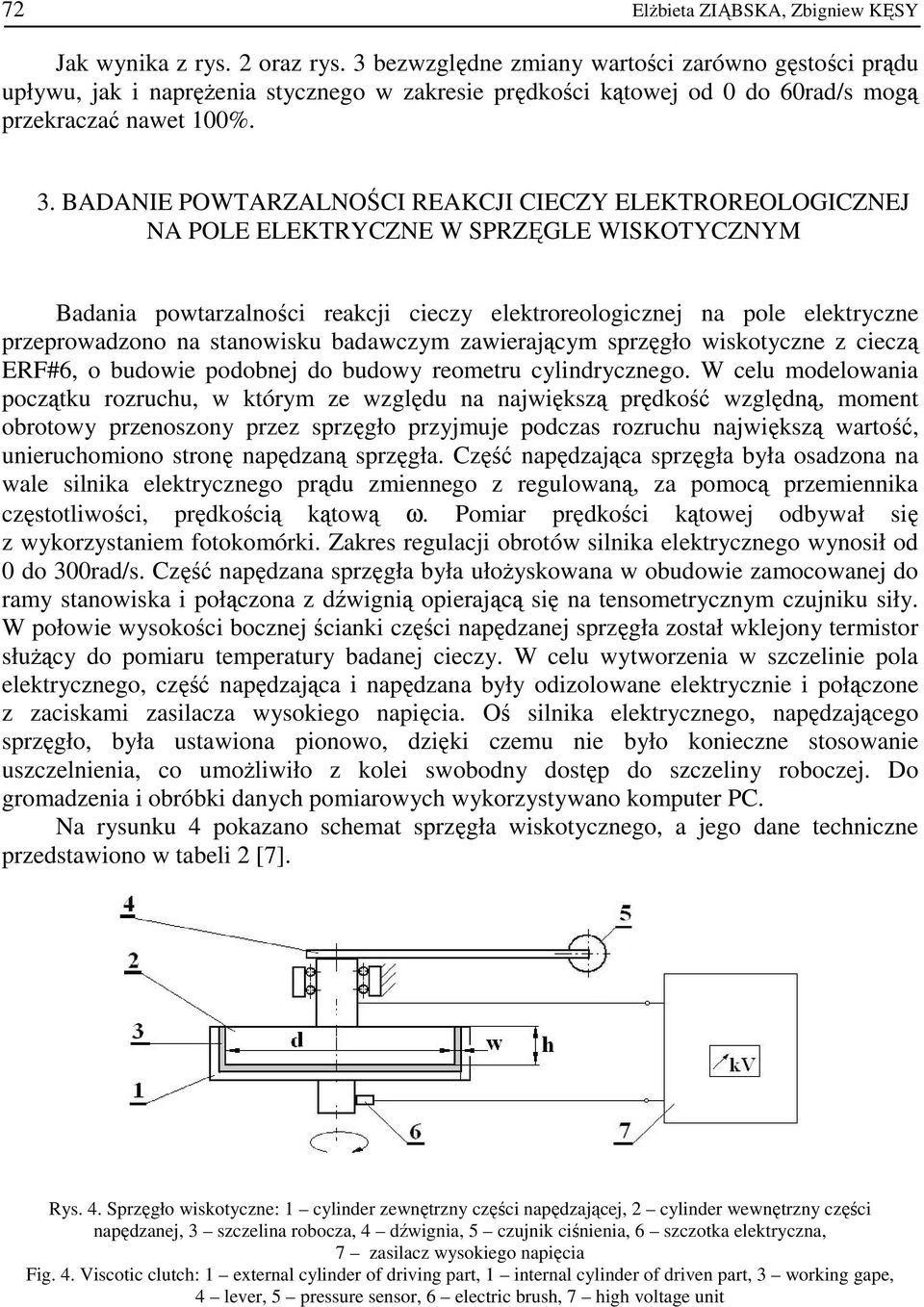 BADANIE POWTARZALNOŚCI REAKCJI CIECZY ELEKTROREOLOGICZNEJ NA POLE ELEKTRYCZNE W SPRZĘGLE WISKOTYCZNYM Badania powtarzalności reakcji cieczy elektroreologicznej na pole elektryczne przeprowadzono na