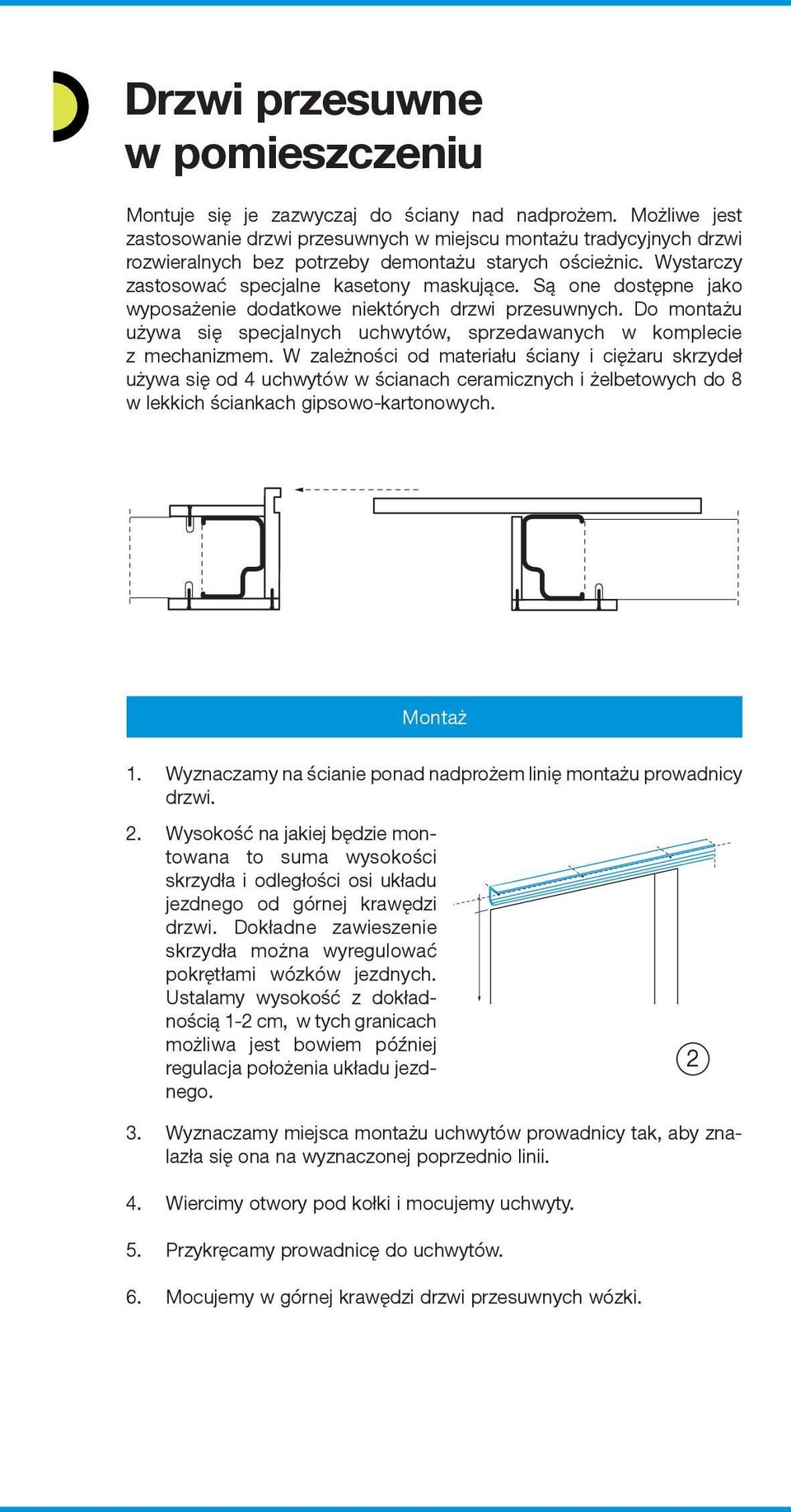 Są one dostępne jako wyposażenie dodatkowe niektórych drzwi przesuwnych. Do montażu używa się specjalnych uchwytów, sprzedawanych w komplecie z mechanizmem.