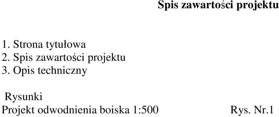 Spis zawartości projektu 3.