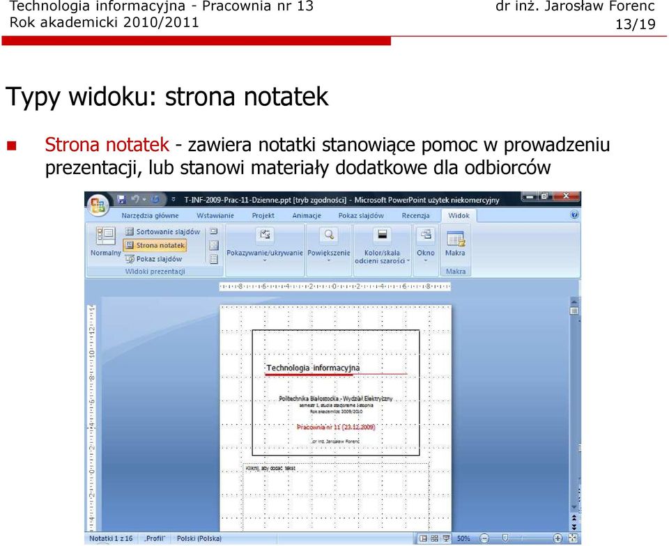 notatki stanowiące pomoc w prowadzeniu