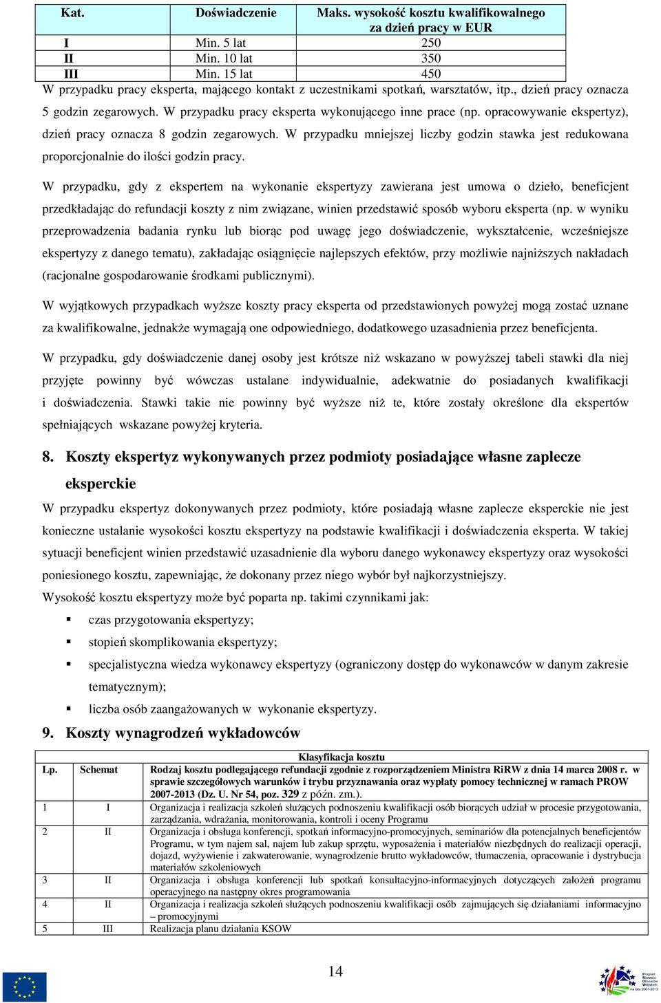 opracowywanie ekspertyz), dzień pracy oznacza 8 godzin zegarowych. W przypadku mniejszej liczby godzin stawka jest redukowana proporcjonalnie do ilości godzin pracy.