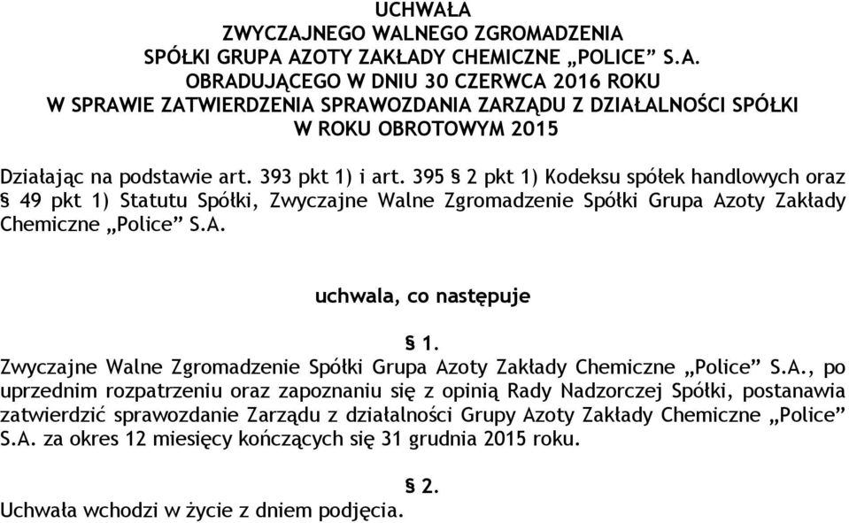 oty Zakłady Chemiczne Police S.A.