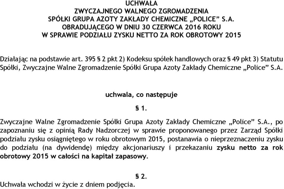 oty Zakłady Chemiczne Police S.A.