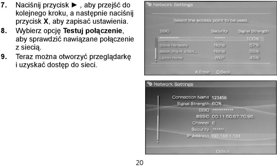 Wybierz opcję Testuj połączenie, aby sprawdzić nawiązane