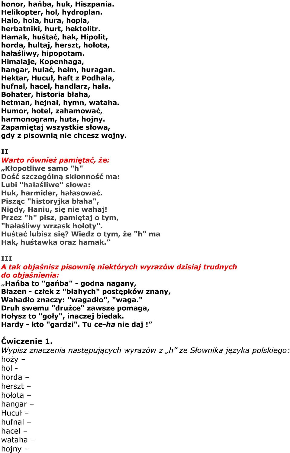 ZASADY ORTOGRAFICZNE DO ĆWICZENIA od 7 grudnia do 7 stycznia H czy Ch - PDF  Free Download