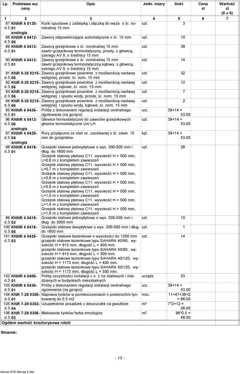 nominalnej 5 zawór grzejnikowy termostatyczny,kątowy, z głowicą, szeregu AV 9, o średnicy 5 9 KNR 0-35 025- Zawory grzejnikowe powrotne z możliwością nastawy 06 wstępnej, proste; śr. nom.