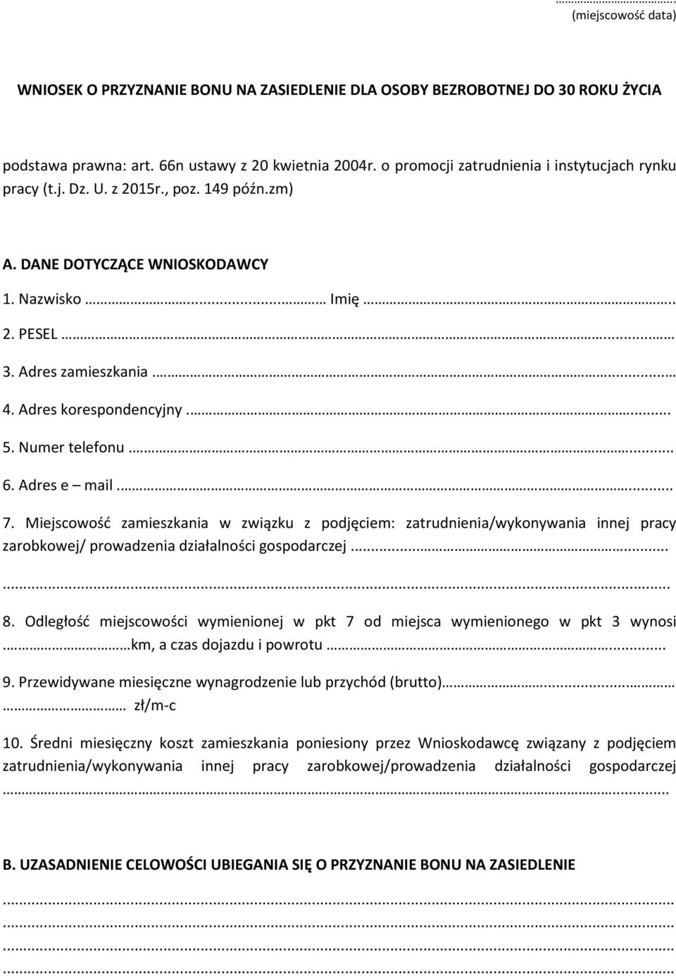 Adres korespondencyjny.... 5. Numer telefonu.... 6. Adres e mail.... 7.