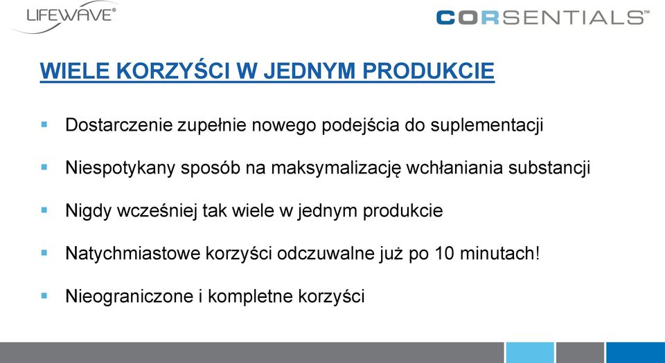 wchłaniania substancji Nigdy wcześniej tak wiele w jednym produkcie